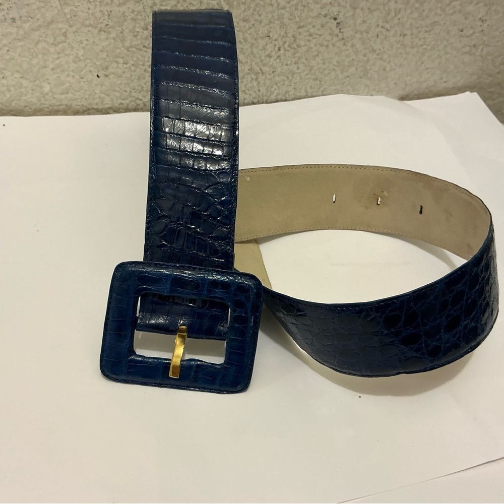 Nancy Gonzalez Midnight Blue genuine Crocodile Belt